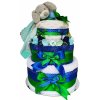 Plenkový dort BabyDort třípatrový plenkový dort pro miminko zeleno modrý CLASSIC