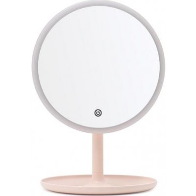 Bezdoteku LED kosmetické makeup zrcátko kulaté velké růžové – Zboží Mobilmania