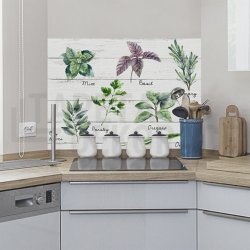 Samolepící panel za sporák Bellacasa na zeď retro bylinky koření 67264 / Žáruvzdorná samolepka dekorace do kuchyně koupelny vintage Shabby Spices Crearreda (47 x 65 cm)