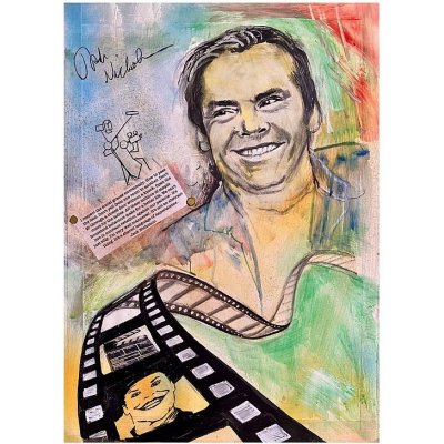 Šárka Češková, Jack Nicholson, Malba na plátně, akrylové barvy, 30 x 42 cm