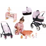 Smoby Set kočárek trojkombinace s postýlkou Puschair Pink Maxi Cosi&Quinny a vanička s nočníkem a láhví – Hledejceny.cz