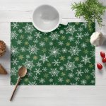 Biante bavlna prostírání Sandra SA-703 Vánoční vločky na zeleném 30x40 cm – Zboží Dáma