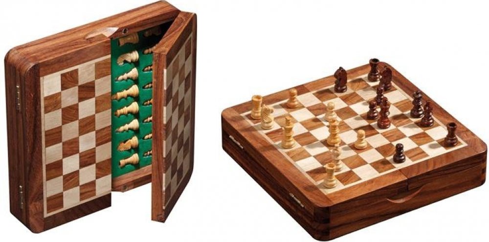 Šachy cestovní magnetické dřevěné DeLuxe 30 mm | Srovnanicen.cz