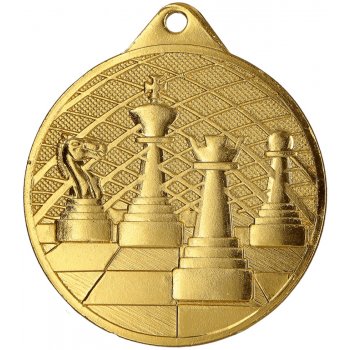 Designová kovová medaile Šachy Zlatá 5 cm
