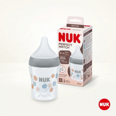 Nuk Perfect Match láhev s kontrolou teploty šedá 150 ml – Zboží Dáma