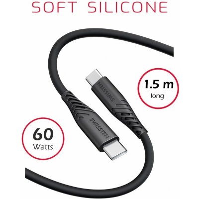 Swissten 71532010 USB-C na USB-C, 1,5m, černý – Zboží Mobilmania