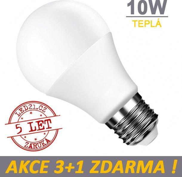 LED21 LED žárovka E27 10W 18xSMD2835 806lm CCD Teplá bílá, 3+1 Zdarma od  156 Kč - Heureka.cz