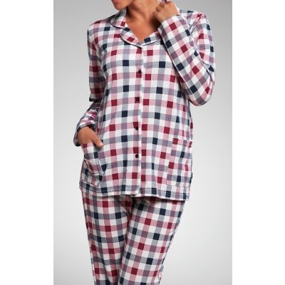 Dámské pyžamo Jenny rozepínání na knoflíky dlouhé Růžová modrá