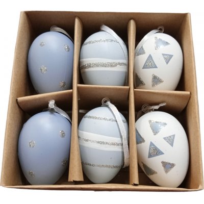 Velikonoční vajíčka k zavěšení, 6 kusů, modrá barva – Zboží Dáma