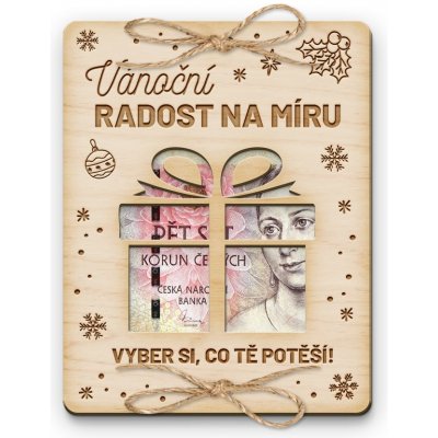 Dřevěná obálka na peníze - Vánoční radost na míru – Zboží Dáma