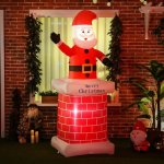 HOMCOM Nafukovací Santa Claus na komíně s LED osvětlením | 210 cm – Hledejceny.cz