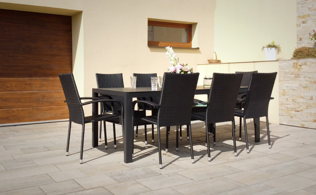 Nábytek Texim na zahradu ratan - stůl VIKING XL + 8x židle PARIS