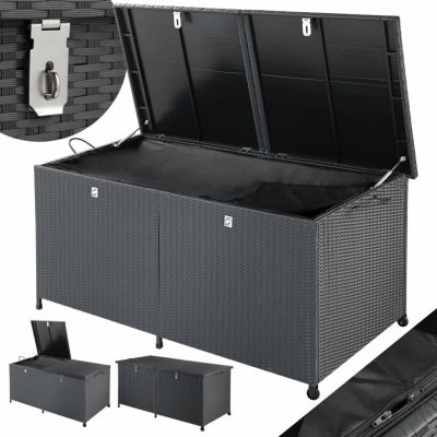 Casaria Polyratanový box 151x77x73cm s kolečky černý – Hledejceny.cz