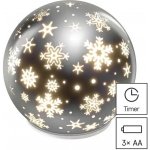 EMOS LED vánoční skleněná koule vločky 12 cm 3x AA vnitřní teplá bílá časovač – Hledejceny.cz
