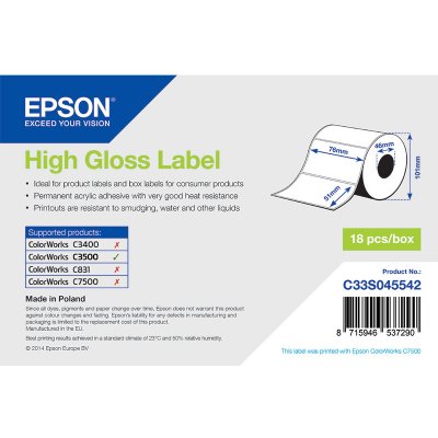 Epson High Gloss Label - Die-cut Roll 76 x 51 610 ks white C33S045542 – Hledejceny.cz