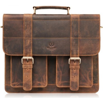 Paolo Peruzzi pánská kožená vintage taška přes rameno hnědá žíhaná – Zboží Dáma