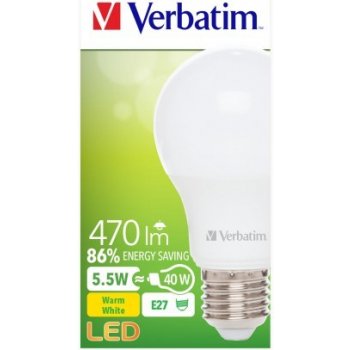 Verbatim LED žárovka E27 5,5W 470lm 40W typ A matná teplá bílá