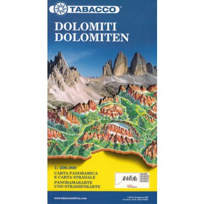 Dolomity Dolomites Road & Panoramic Map 1:200t mapa TABACCO – Hledejceny.cz