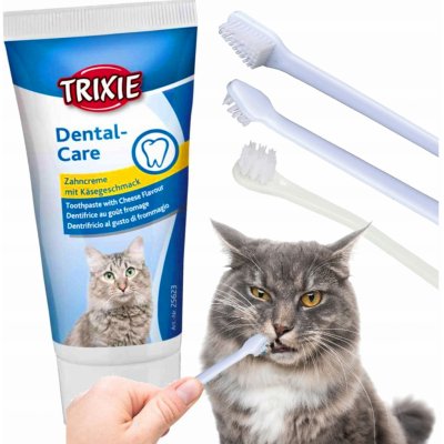 TRIXIE Sada dentální hygieny pro kočky pasta se sýrovou příchutí 50 g dva zubní kartáčky – Zboží Dáma