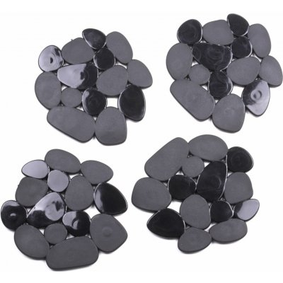 MSV sada 4 protiskluzových podložek GALETS ve tvaru oblázků černá 12 x 13 cm – Zboží Dáma