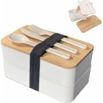 Intirilife Lunch Box Bento Box se 3 přihrádkami a příbory v černé barvě - 18,5 x 10,5 x 9,3 cm Box na oběd s nožem vidličkou a lžící, krabička na chléb – Zboží Mobilmania