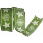 Vánoční stuha bavlněná STAR světle zelená 25mm x 2m – Sleviste.cz