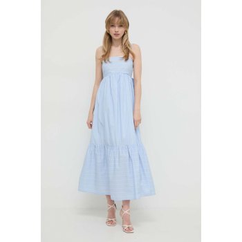 Twinset Bavlněné šaty maxi 241TF2022 modrá
