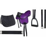 HKM set sedlo dečka podbřišník třmeny řemeny Beginner violet – Zboží Dáma