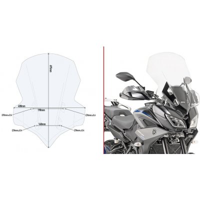 2139DT plexi čiré Yamaha MT-09 Tracer 900/900 GT (18-20), vxš695x480 mm, použij D2139Kit pro montáž | Zboží Auto