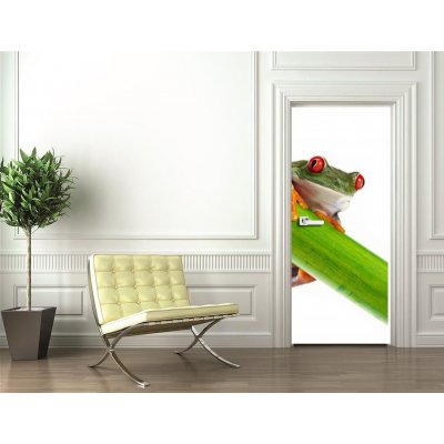 WEBLUX 45097873 Samolepka na dveře fólie Green Frog with red eye. Zelená žába s červeným okem. rozměry 90 x 220 cm – Zbozi.Blesk.cz