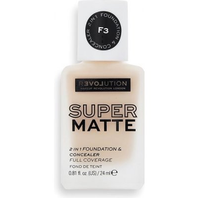Revolution Relove Super Matte 2 in 1 Foundation & Concealer tekutý a zmatňující make-up a korektor 2v1 F3 24 ml – Zboží Mobilmania
