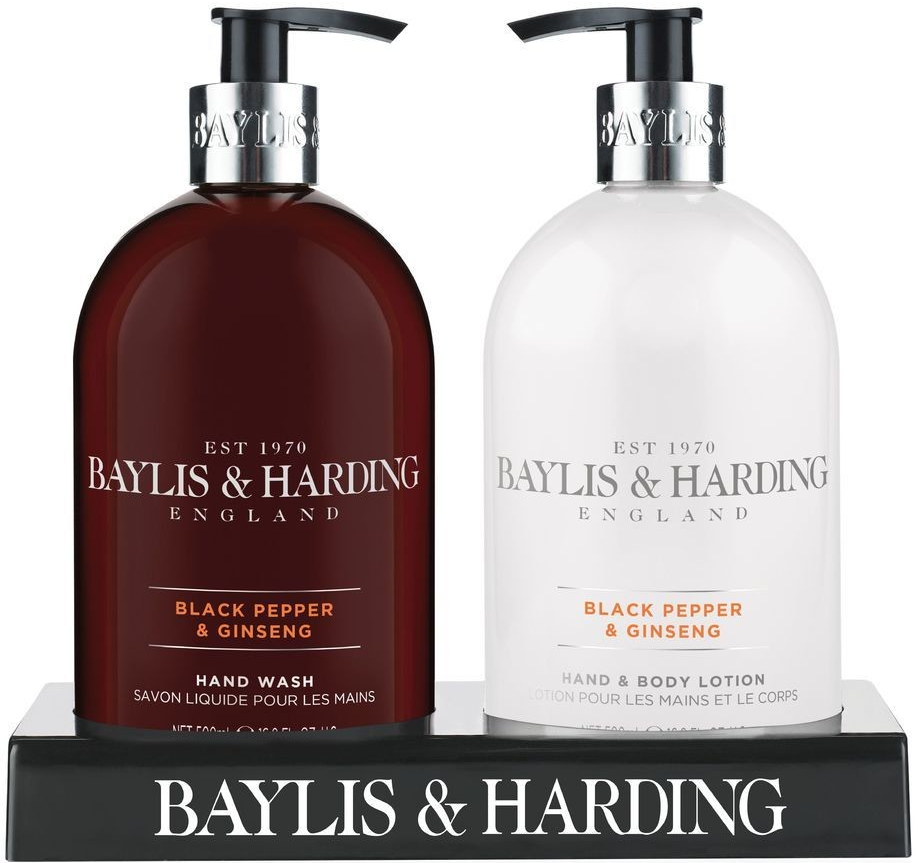 Baylis & Harding Tekuté mýdlo + Mléko na ruce Černý pepř a Ženšen 2 x 500 ml dárková sada