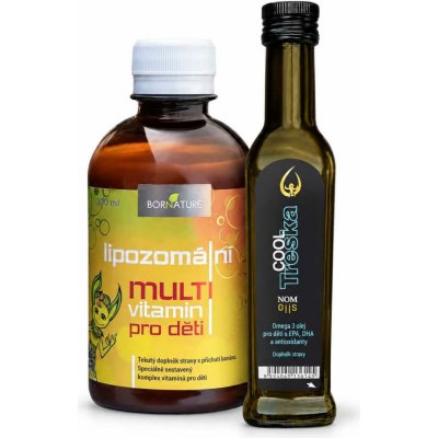 Nom-oils Denní Maximum COOL treska 240 ml + dětský Lipozomální Multivitamin 300 ml – Hledejceny.cz