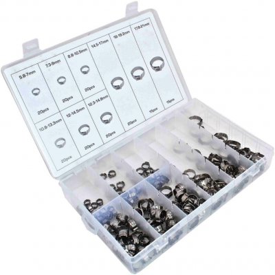 Hadicové spony, průměr 5,8 - 21,0 mm, nerez, sada 170 ks - ASTA A-TC016 – Sleviste.cz