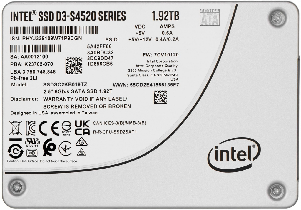 Intel D3-S4520 1,92TB, SSDSC2KB019TZ01
