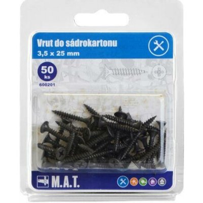 M.A.T. GROUP vrut do sádrokar.3,5x25mm jemný z.,f. (50ks) MAT600201 – Hledejceny.cz