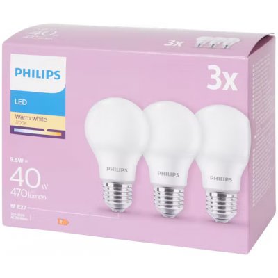 Philips LED žárovky 40 W, 470 lm, 3 ks – Zboží Mobilmania