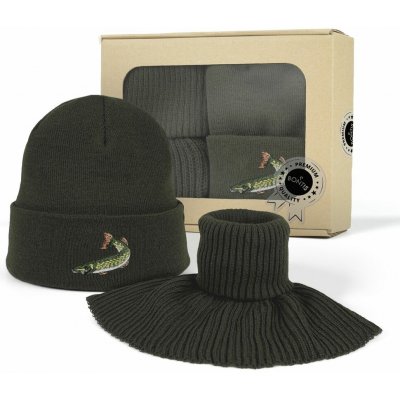 Bontis Čepice s výšivkou pro rybáře a pletený nákrčník Štika – Zboží Dáma