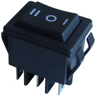 Tracon electric Kolébkový přepínač 3-poloh. s pruž. návratem černý, 16A, 250V, I-0-II – Zboží Mobilmania