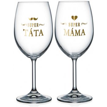 Nekupto Párové sklenice na víno Super táta a Super máma 2 x 440 ml od 460  Kč - Heureka.cz