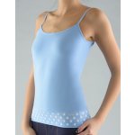 Gina dámské košilka, úzká ramínka, bezešvé, s potiskem Širší lem s puntíky 08991P pomnenková bílá – Zboží Dáma