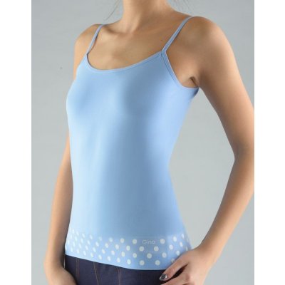 Gina dámské košilka, úzká ramínka, bezešvé, s potiskem Širší lem s puntíky 08991P pomnenková bílá – Zboží Dáma