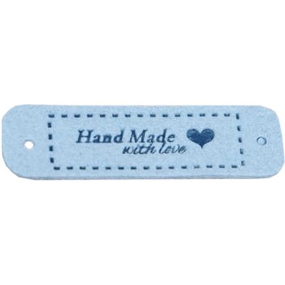 Pro Háčkování Hand Made koženková cedulka se srdíčkem 15x55 mm světle modrá – Zboží Dáma