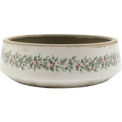 Béžová keramická mísa s cesmínou Holly Christmas Antique – Ø 30*10 cm - Chic Antique – Hledejceny.cz