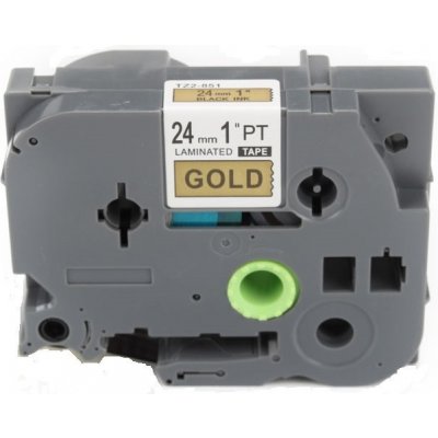 Kompatibilní páska s Brother TZ-851 / TZe-851, 24mm x 8m, černý tisk / zlatý podklad – Zboží Živě