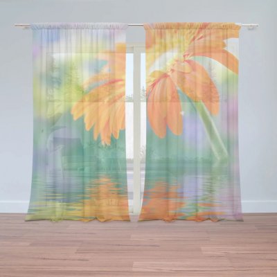 Sablio Záclony Oranžová gerbera: 2ks 150x250cm – Hledejceny.cz