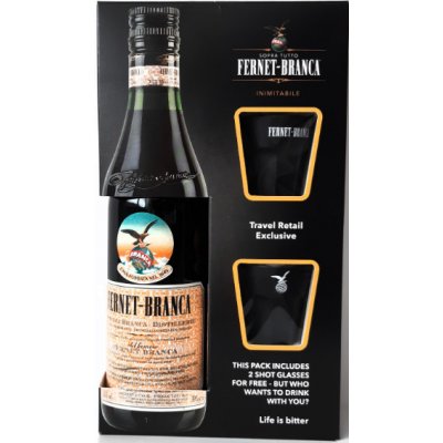 Fernet Branca 39% 0,5 l (dárkové balení 2 sklenice)