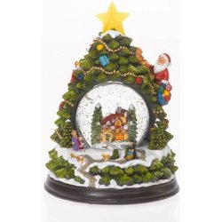 Vánoční sněžítko stromeček 14x23cm hrající a svítící - IntArt vánoční  dekorace - Nejlepší Ceny.cz