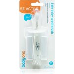 Babyono silikonový zubní kartáček se zarážkou 12+ šedá soft – Sleviste.cz