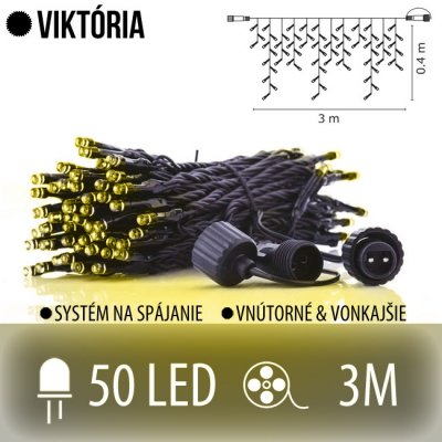 VIKTORIE spojovatelná LED světelná záclona vnější 50LED 3M Teplá bílá – Zbozi.Blesk.cz